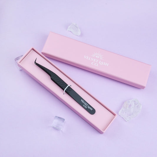 The Sapphire Fiber Tip Small Boot 90 Degree Tweezer – Precision Volume Lash Tool - Velvet Lash Co