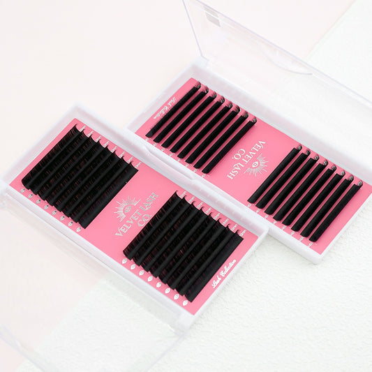 Lush Specialty Curl Cashmere Lash Extensions 0.05mm | J & B Curl | 14–19mm Black | Professional Volume Lashes