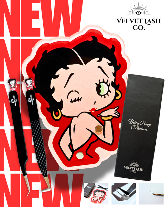 Betty Boop Lash Collection Kit | Fiber Tip Tweezers Set + Lash Tray | Velvet Lash Co.